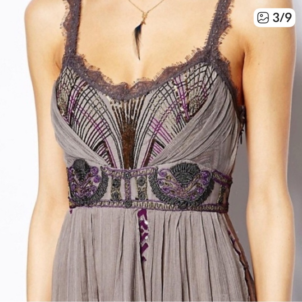 Free People Gray and Purple Maxi Dress